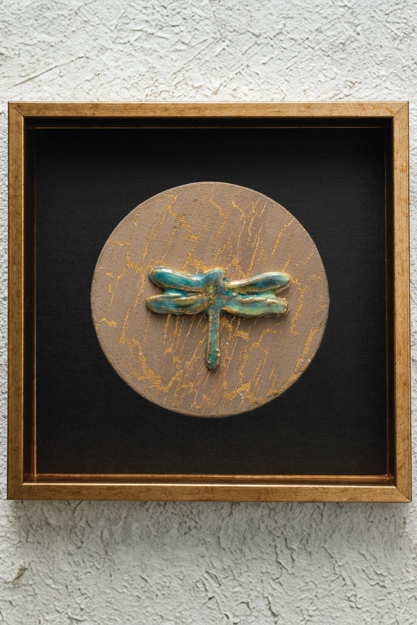 Golden Dragonfly Medallion Wall Art