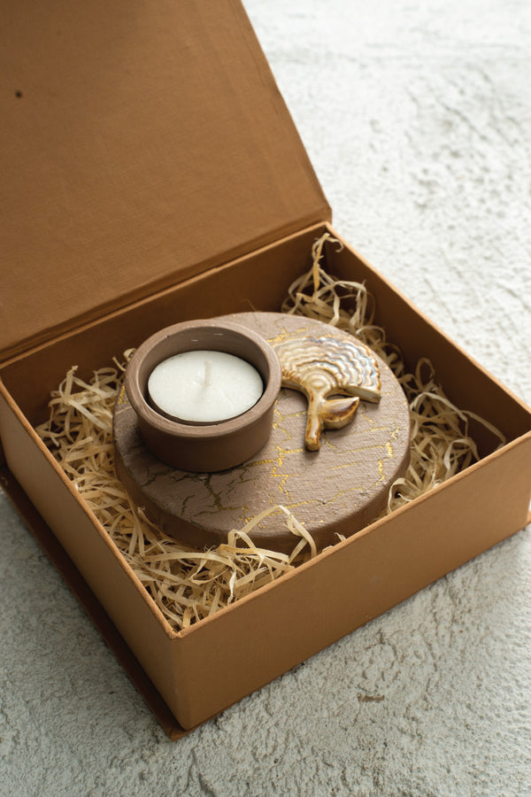 Ceramic motif mounted on with a mdf base