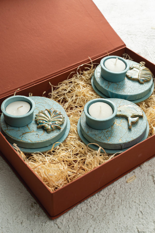 Aqua Botanical Tealight Set