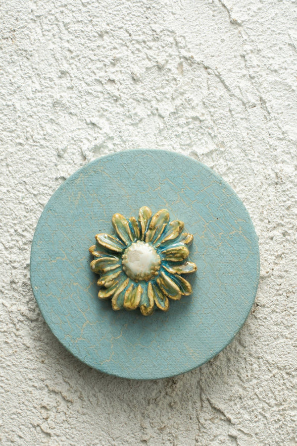 Gilded Aqua Daisy Medallion