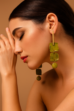 Handcrafted Ceramic & Brass Fusion Earrings with Glass Beads