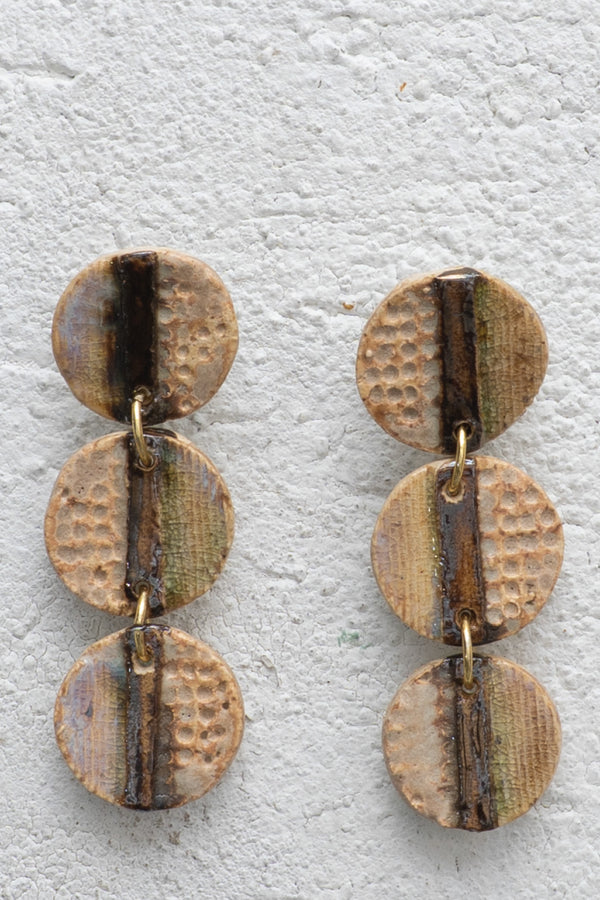 Handcrafted Ceramic & Brass Fusion Earrings
