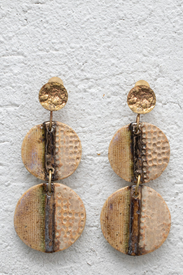 Handcrafted Ceramic & Brass Fusion Earrings