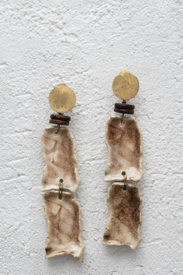 Handcrafted Ceramic & Brass Fusion Earrings