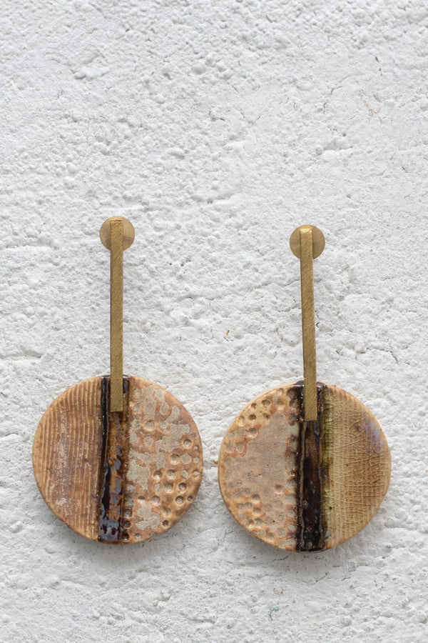 Handcrafted Ceramic & Brass Fusion Earrings