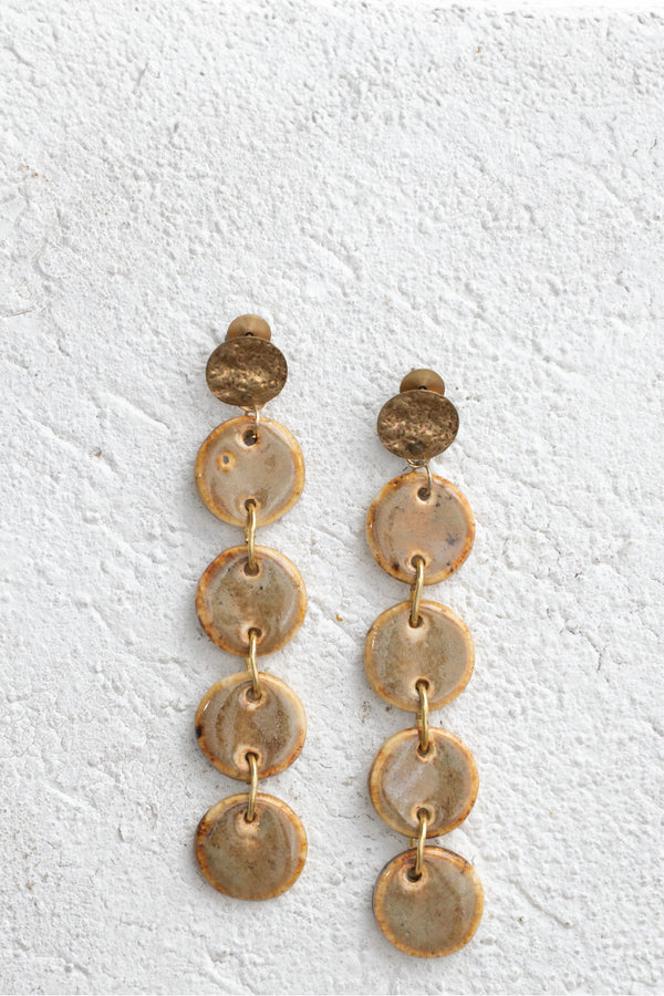 Handcrafted Ceramic & Brass Fusion Earrings