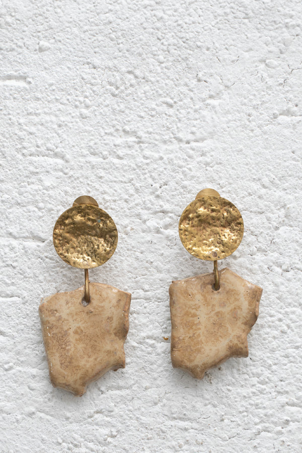 Handcrafted Ceramic & Brass Fusion Earrings