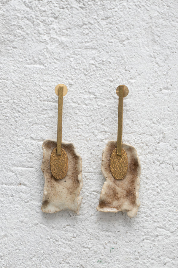 Handcrafted Ceramic & Brass Fusion Earrings