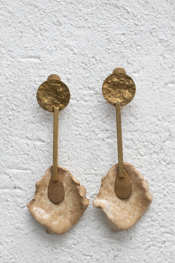 Handcrafted Ceramic & Brass Fusion Earrings