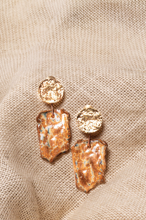 Handcrafted Ceramic & Brass Fusion Earrings