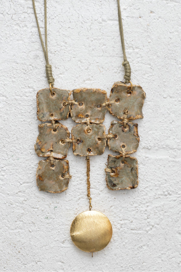 Handcrafted Ceramic & Brass Fusion Necklace