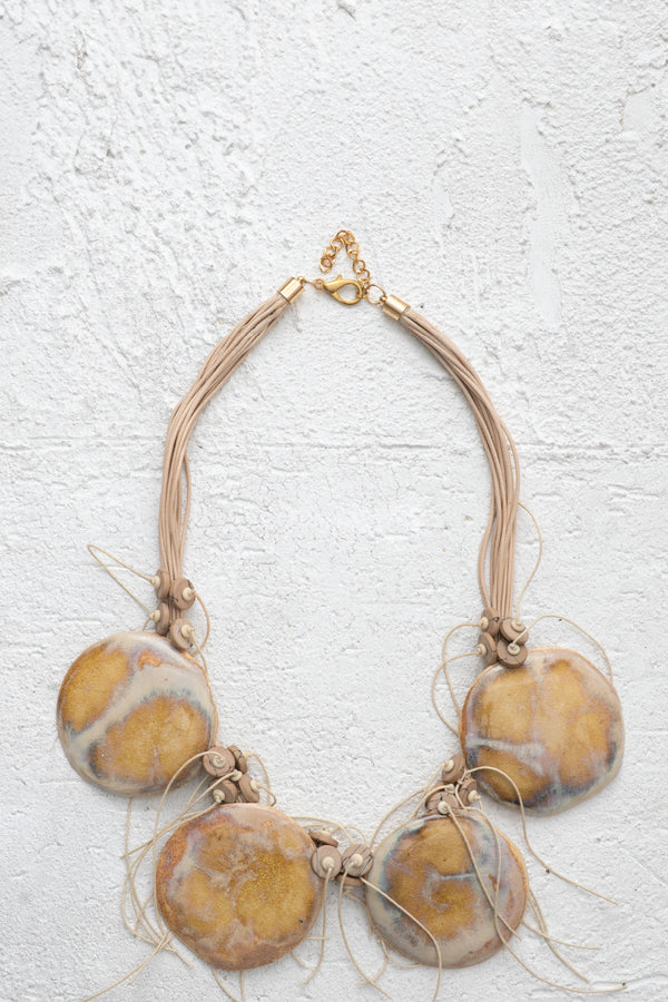 Handcrafted Ceramic & Brass Fusion Necklace