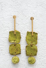 Handcrafted Ceramic & Brass Fusion Earrings with Glass Beads