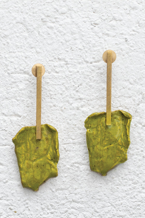 Handcrafted Ceramic & Brass Fusion Earrings