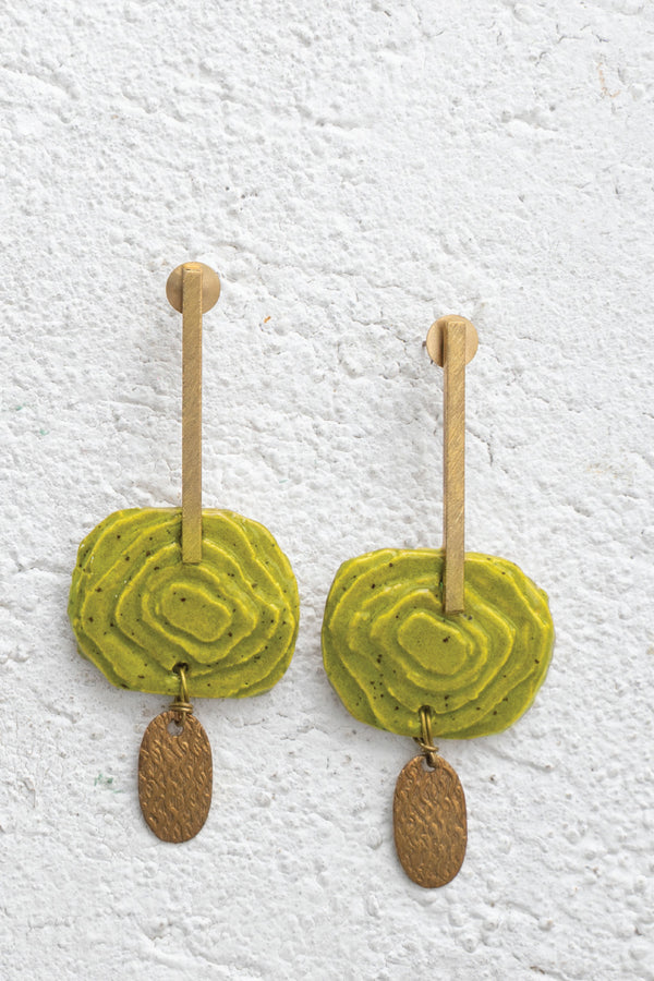 Handmade Ceramic Earrings with Acrylic Beads