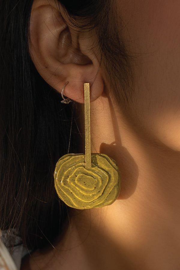 Handcrafted Ceramic & Brass Fusion Earrings