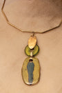 Handcrafted Ceramic & Brass Fusion Necklace with Glass Beads