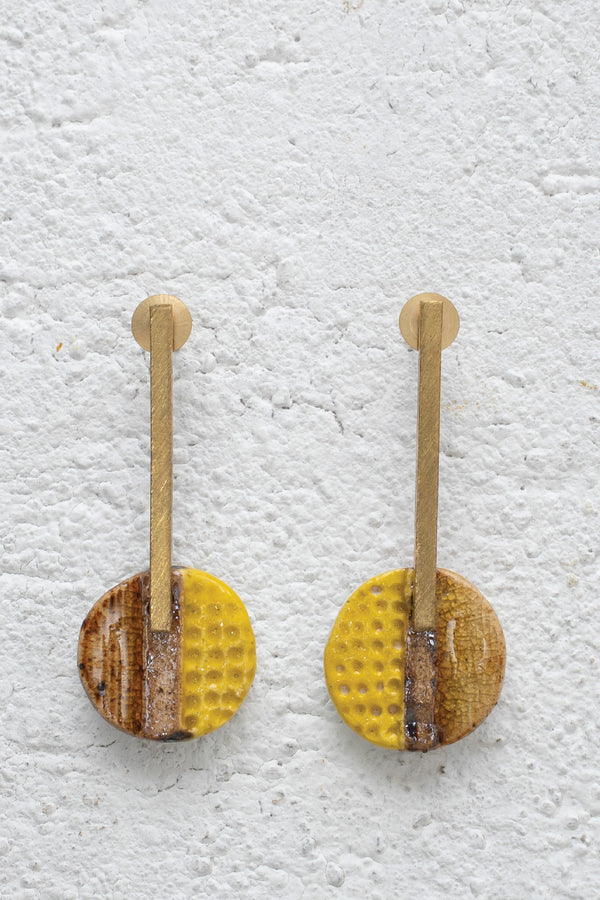 Handcrafted Ceramic & Brass Fusion Earrings