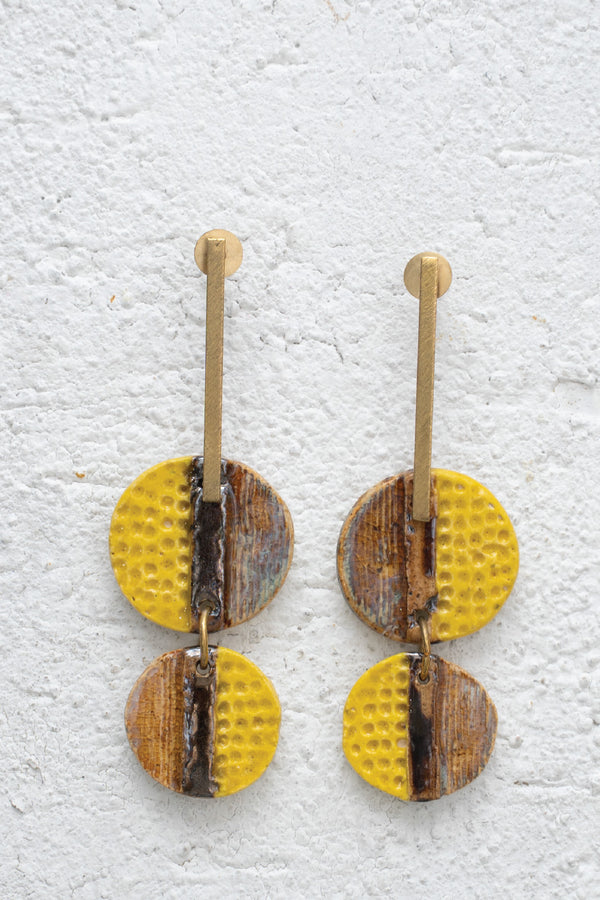 Handcrafted Ceramic & Brass Fusion Earrings