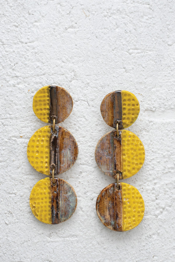 Handcrafted Ceramic & Brass Fusion Earrings