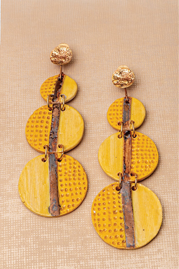 Handcrafted Ceramic & Brass Fusion Earrings
