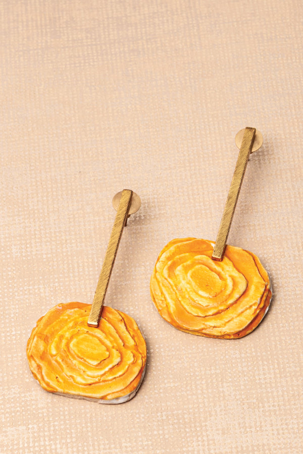 Handcrafted Ceramic & Brass Fusion Earrings