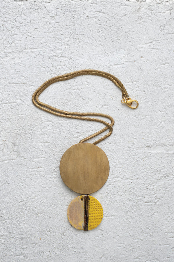 Handcrafted Ceramic & Brass Fusion Necklace