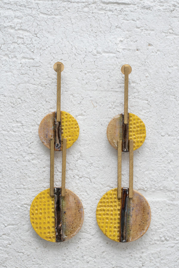 Handcrafted Ceramic & Brass Fusion Earrings